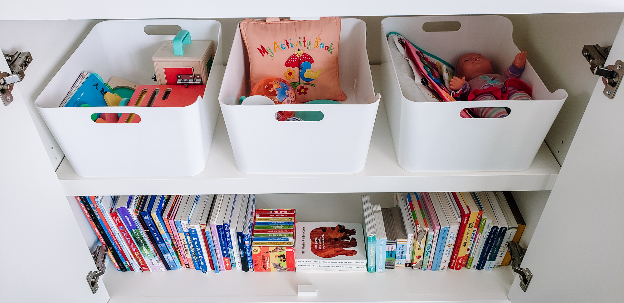 organized cabinet kids toys